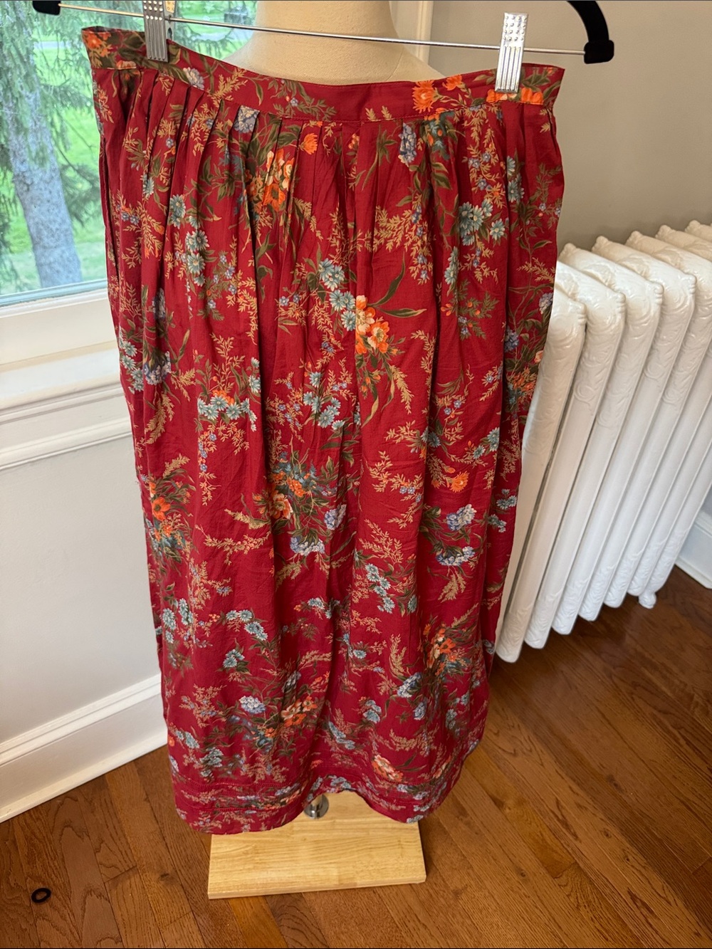 Vintage Lauren Ralph Lauren Indian cotton Floral Midi Snap-Front Skirt - Picture 7 of 8